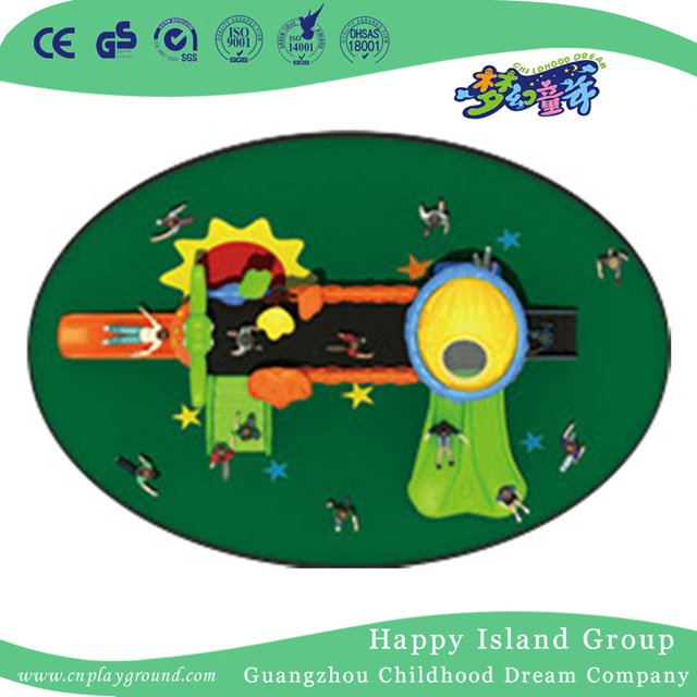 Outdoor Middle Children Double Slide Vegetable Playground Equipment with Butterfly (HG-9701)