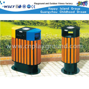 Metal Trash Can Wooden Trash Environmental Trash