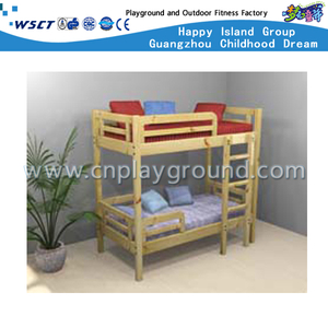 Eco Friendly Kids School Wooden Bunk Beds with Stairs for Kindergarten (HG-6508)