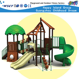  Popular Outdoor Tree House Playground Equipment with Kids Plastic Slide (M11-01901)