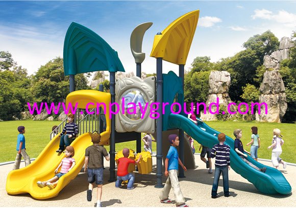 Outdoor Sea Breeze Galvanized Steel Playground Game with Children Double Slide (HG-10103)