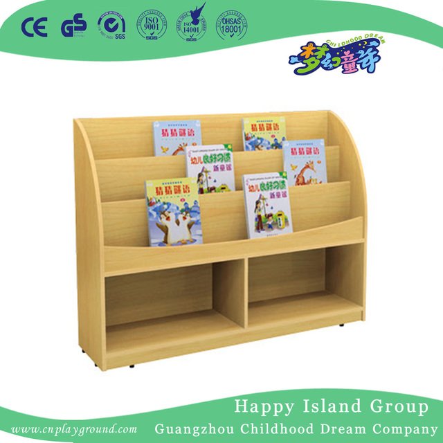 School Classroom Rustic Wooden Toddler Books Shelf (HG-4702)
