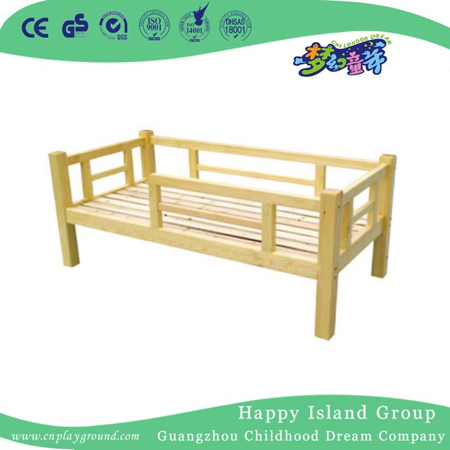 Natural Wooden Children's Twin Bed with Stair (HG-6507)