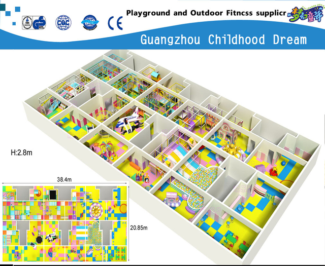 High Quality Middle Indoor Playground Plastic Slide Equipment(M11-C007)