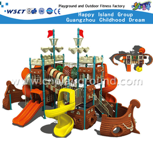 Popular Outdoor Galvanized Steel Playground With Plastic Children Slide Equipment(HA-04901)