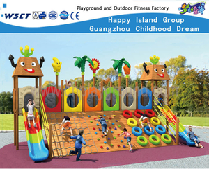 Outdoor Wooden Children Climbing with Slide Equipment Playground (HF-17302)