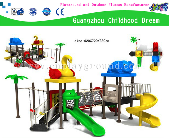 Outdoor Children Elephant Animal Playground with Plastic Slide Equipment（H13-EP002) 