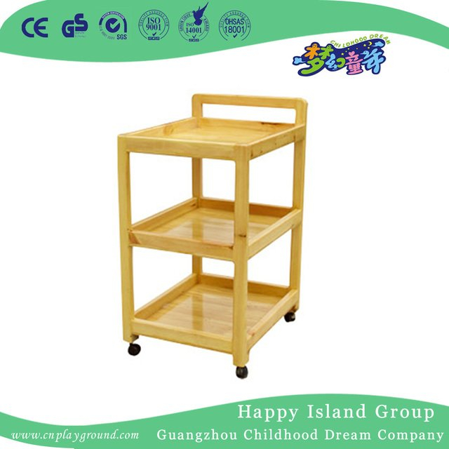Kindergarten Rustic Wood Mobile Art Supplies Cabinet Equipment (HG-4505)