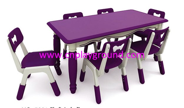 Kindergarten Children European Purple Rectangle Plastic Study Table (HG-5201)