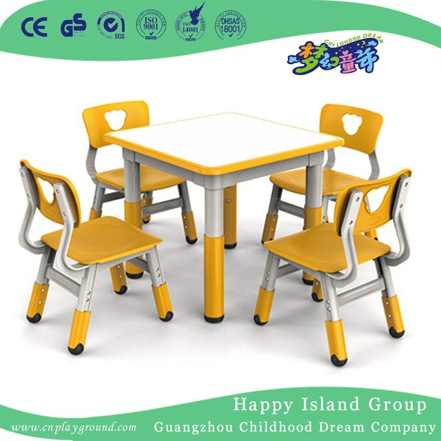 School Luxury Children Wood Curved Table With Orange Edge (HG-4905)