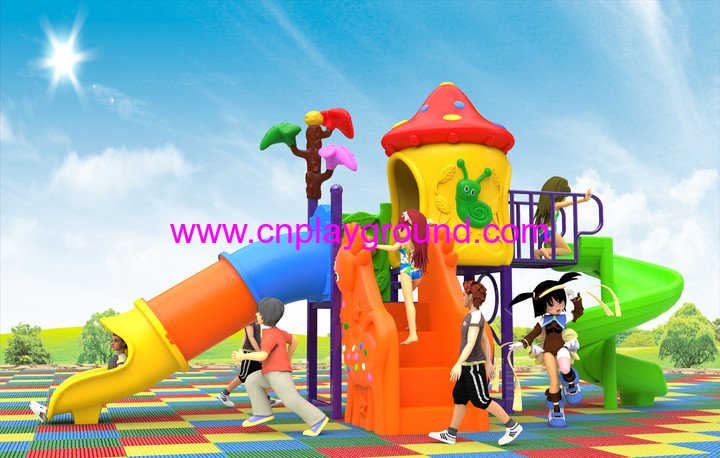 2018 New Outdoor Red Mushroom House Children Playground with Cylindrical Slide (H17-A18)