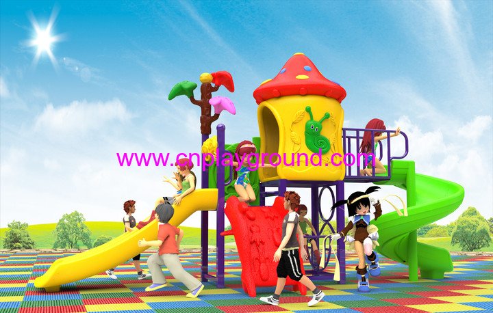 2018 New Outdoor Cartoon Double Slide Children Mushroom House Playground (H17-A19)