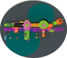 Outdoor Children Vegetable Roof Playground Equipment with Cylindrical Slide (HG-9301)