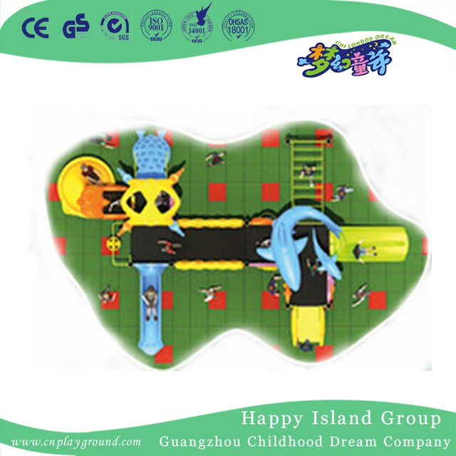 Cartoon Children Galvanized Steel Playground with Ocean Animal (HG-9801)