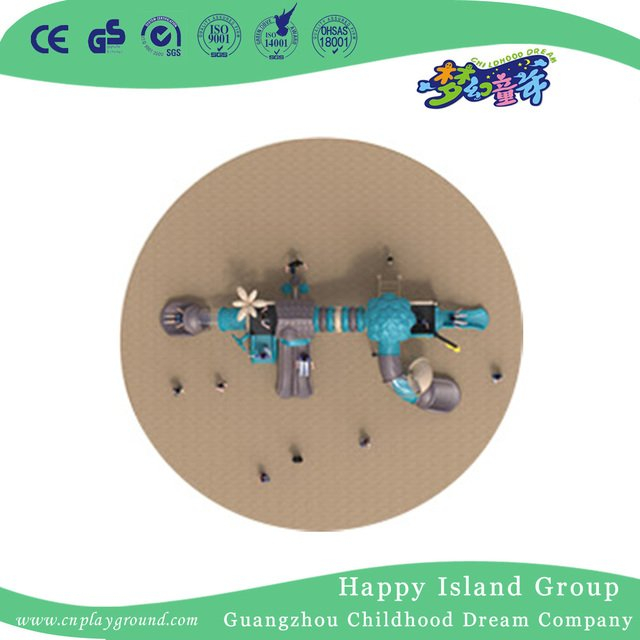 Outdoor Leaves Roof Tree House Galvanized Steel Playground Set with Children Slide (HG-10402)