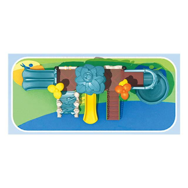 Outdoor Blue Tree House Playground with Combination Slide (HJ-12501)