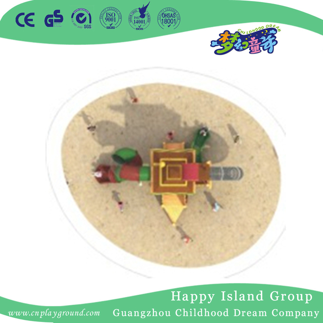 Outdoor Wooden Playhouse Playground With Cylinder Slide (1907401)