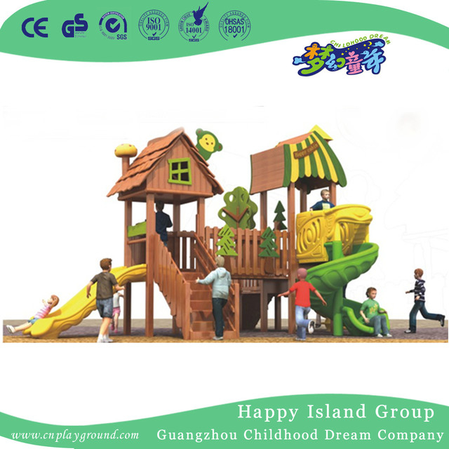 Outdoor Brown Children Wooden Playhouse Playground Equipment (1908102)