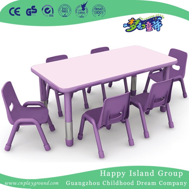 Kindergarten Wooden Wavy Red Edge Toddler Table for Six (HG-5002)